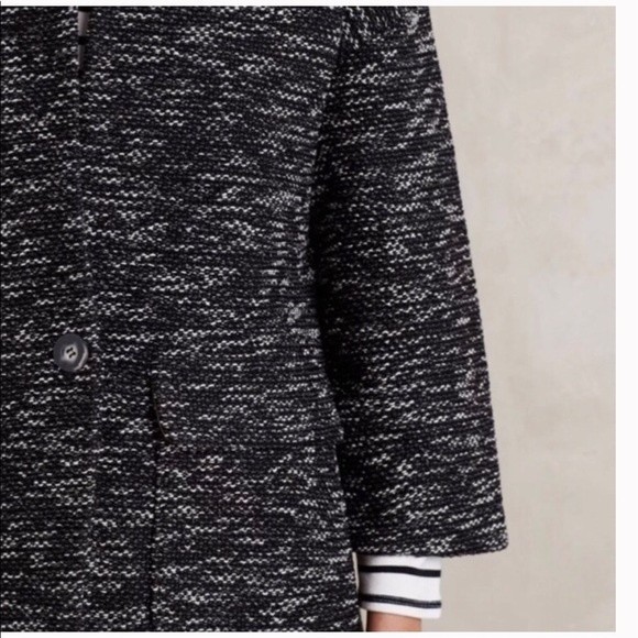 ANTHROPOLOGIE Elevenses Tweed Minka Coat Black S - Picture 4 of 14